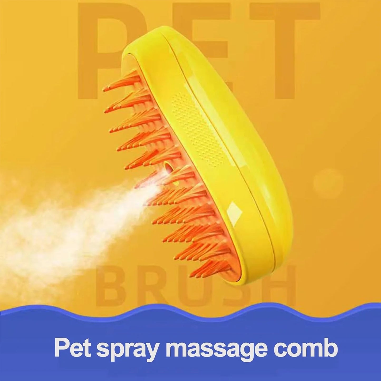 BITOUSHI Steamy Cat Brush 3 in 1 Spray Cat Brush Self Cleaning Cat Steamy Brush, Cat Steamy Brush for Massage, Cat Grooming Brush for Removing Tangled and Loose Hair - Yellow