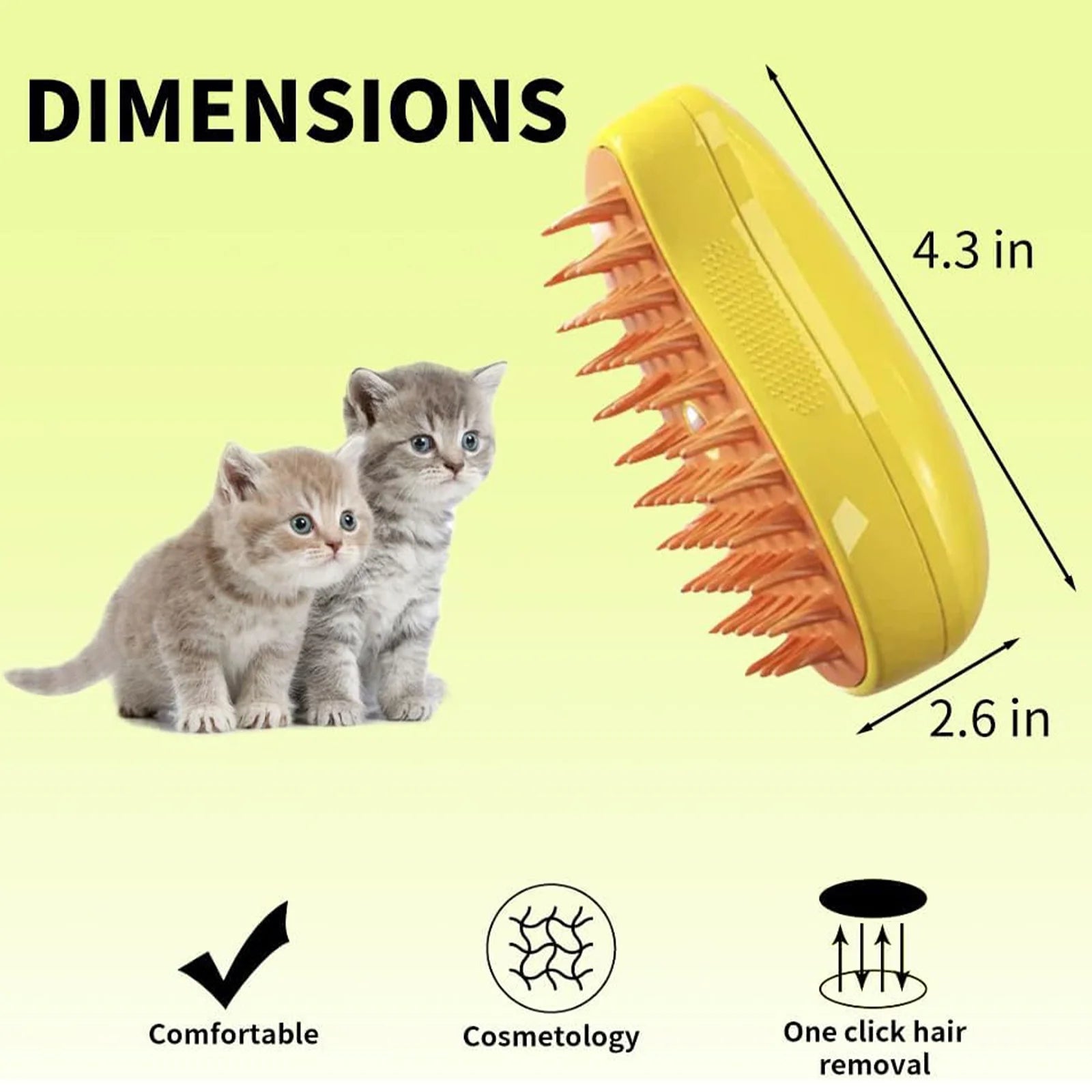 BITOUSHI Steamy Cat Brush 3 in 1 Spray Cat Brush Self Cleaning Cat Steamy Brush, Cat Steamy Brush for Massage, Cat Grooming Brush for Removing Tangled and Loose Hair - Yellow