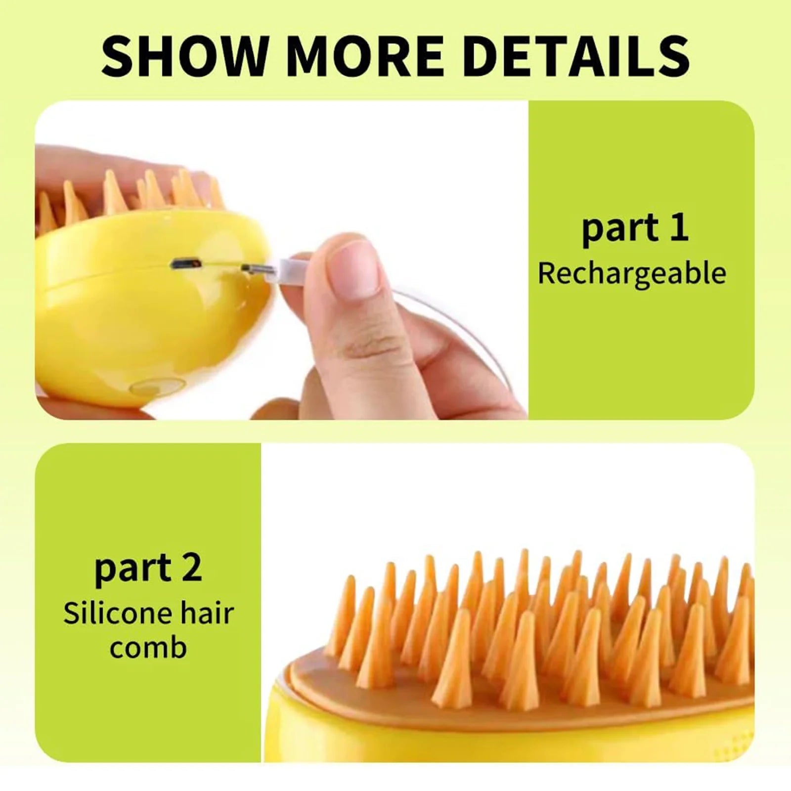 BITOUSHI Steamy Cat Brush 3 in 1 Spray Cat Brush Self Cleaning Cat Steamy Brush, Cat Steamy Brush for Massage, Cat Grooming Brush for Removing Tangled and Loose Hair - Yellow